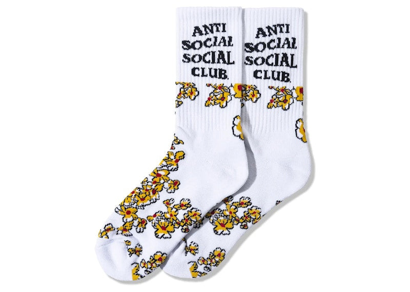 Anti Social Social Club Flower Feet Socks White