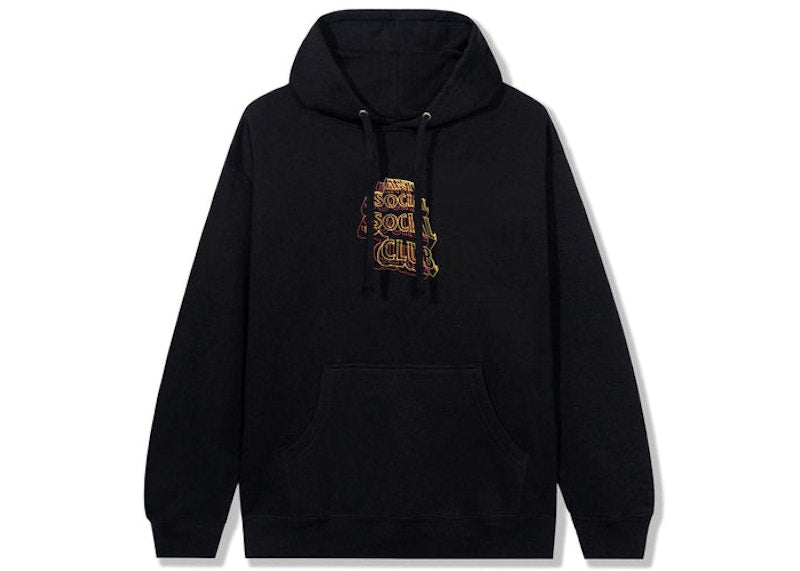 Anti Social Social Club Neon Lights And A Lot Of Rain Hoodie Black