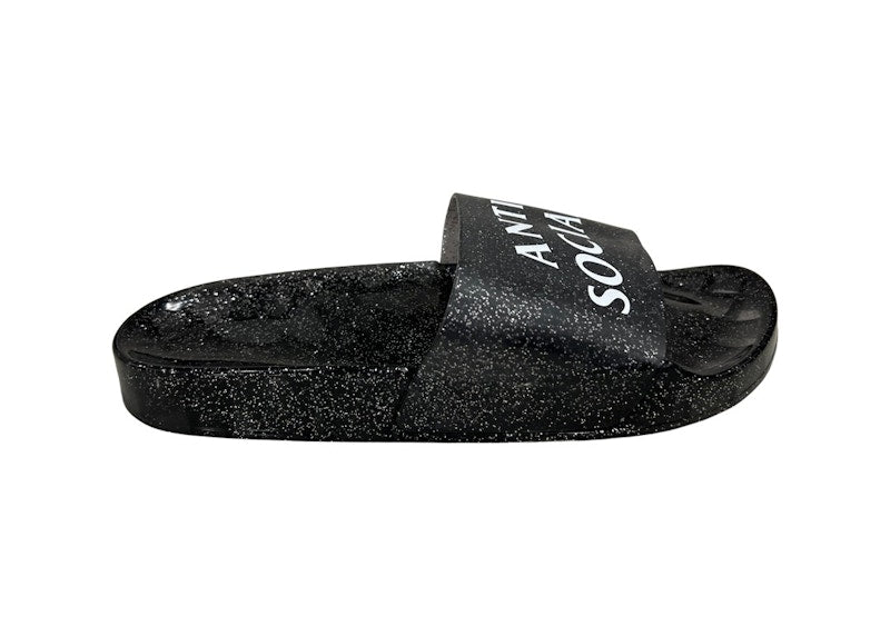 Anti Social Social Club Slide Everything Glitters at the Beginning Black