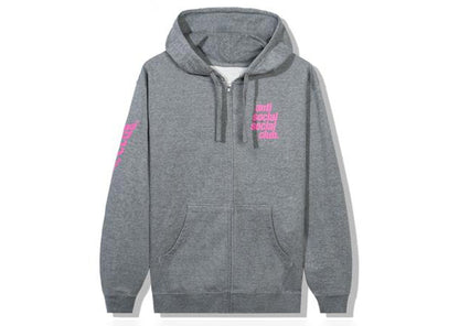 Anti Social Social Club Split Zip Hoodie Grey