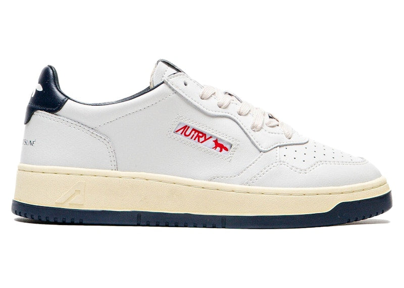 Autry Medalist Leather Low Maison Kitsuné White Navy