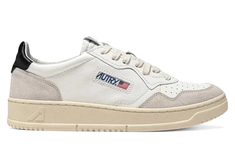 Autry Medalist Leather Low White Black Beige (Women's)