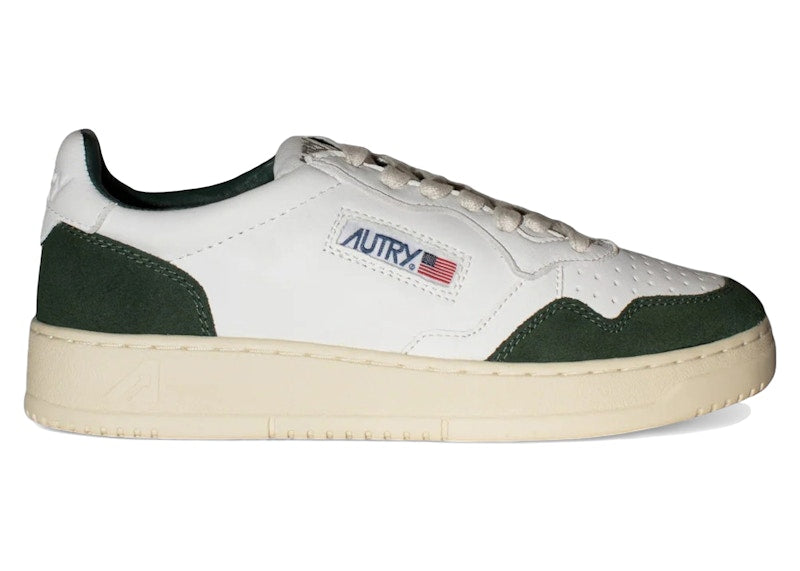 Autry Medalist Leather Low White Bottle Green