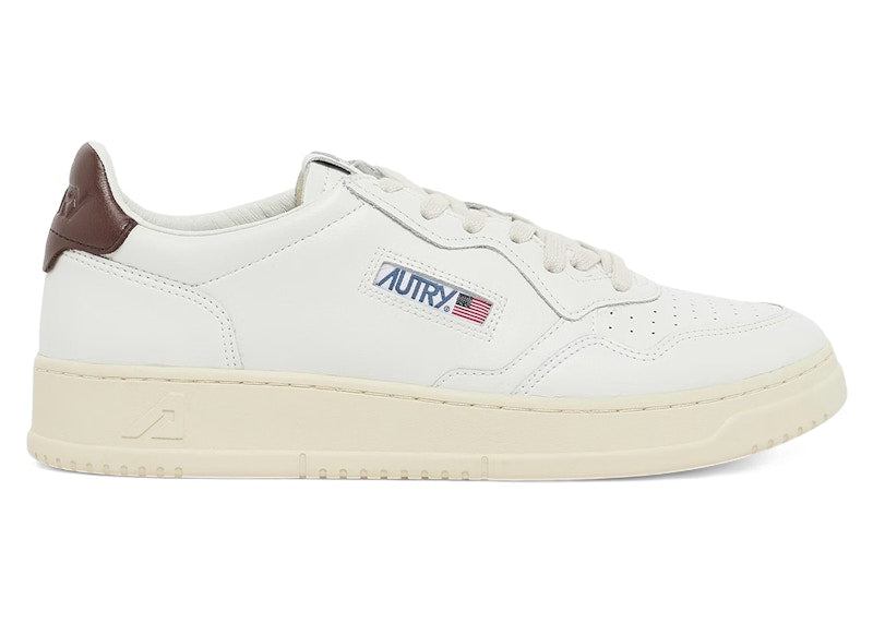 Autry Medalist Leather Low White Brown Tab