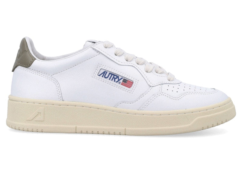 Autry Medalist Leather Low White Covert Green (Women's)