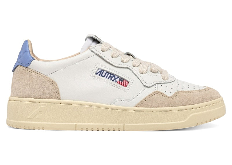 Autry Medalist Leather Low White Della Robbia Blue (Women's)