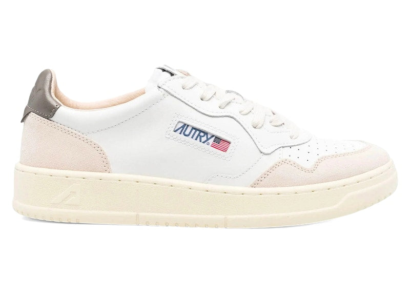 Autry Medalist Leather Low White Morel Suede