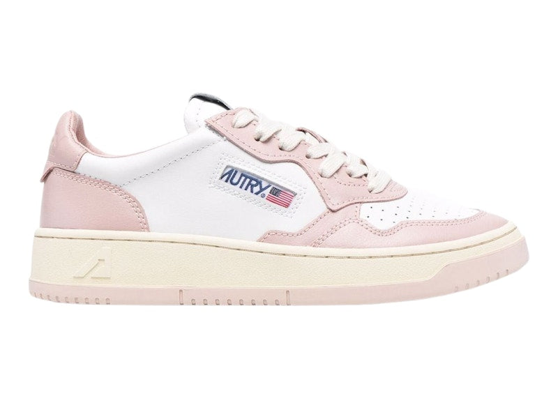 Autry Medalist Leather Low White Pink Cream (Women's)