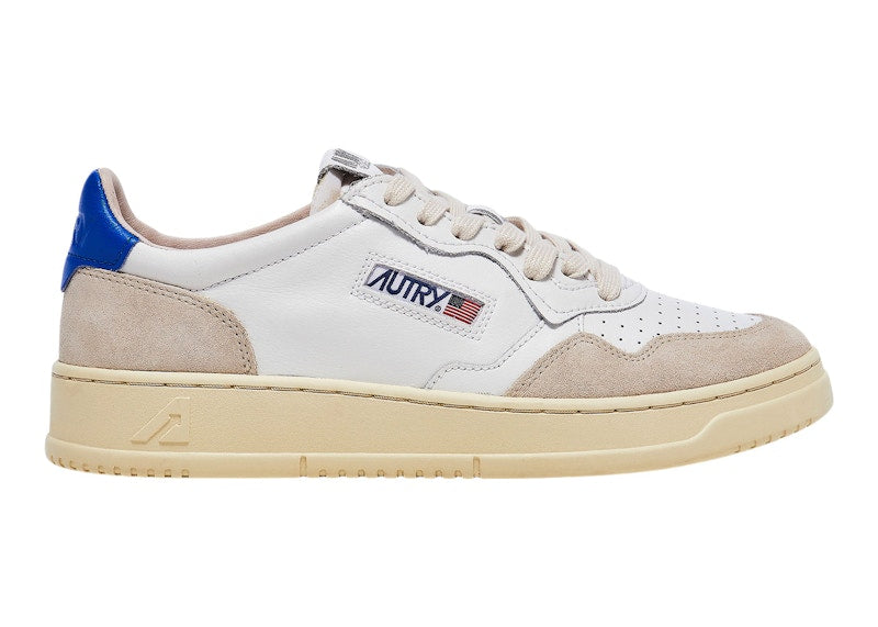 Autry Medalist Leather Suede Low White Azure Beige