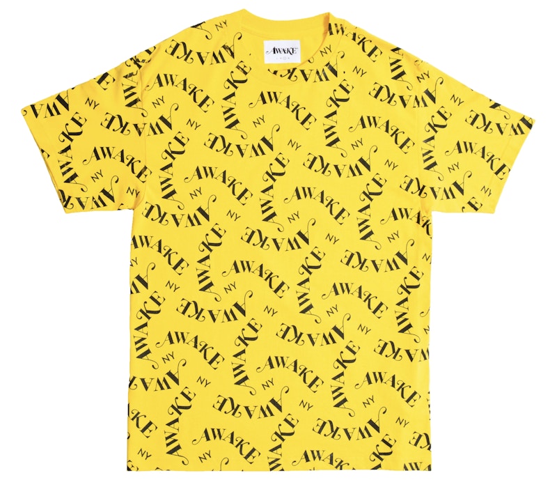 Awake All Over Logo Print Tee Yellow