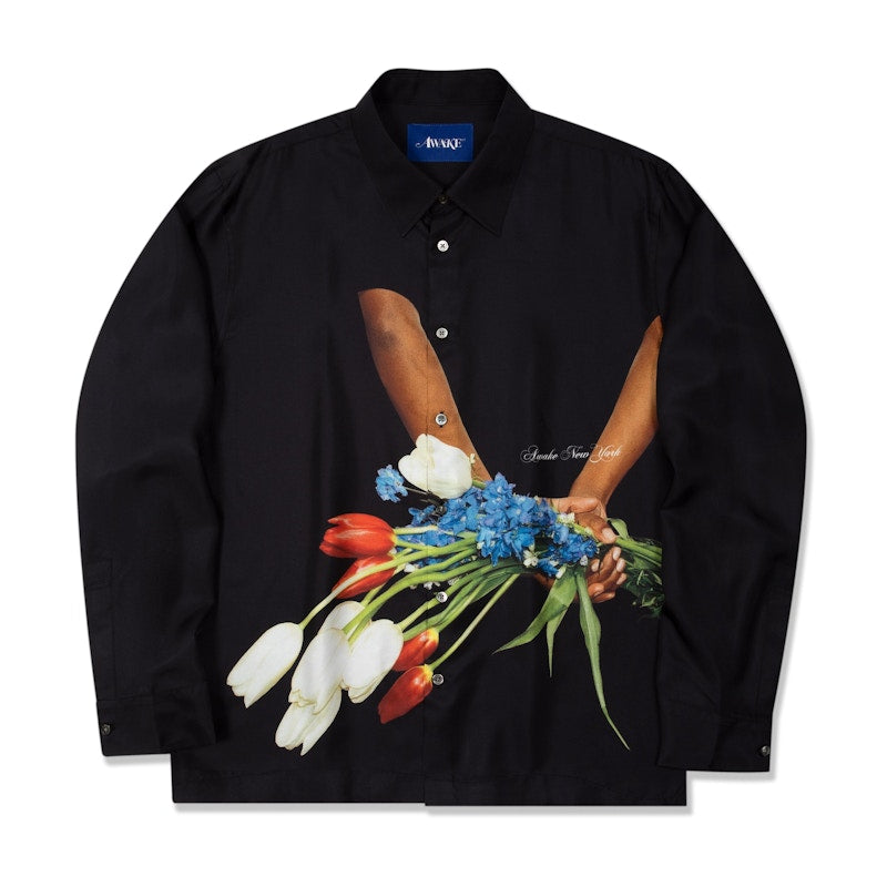 Awake Bouquet Silk Shirt Black