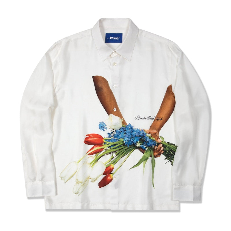 Awake Bouquet Silk Shirt White