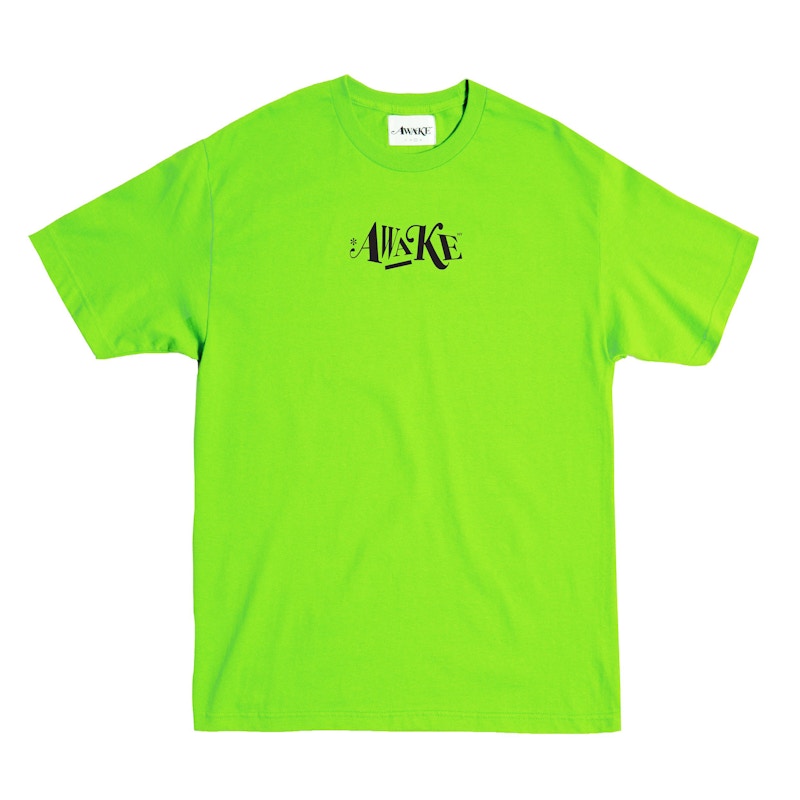 Awake Distorted Logo Tee Lime Green