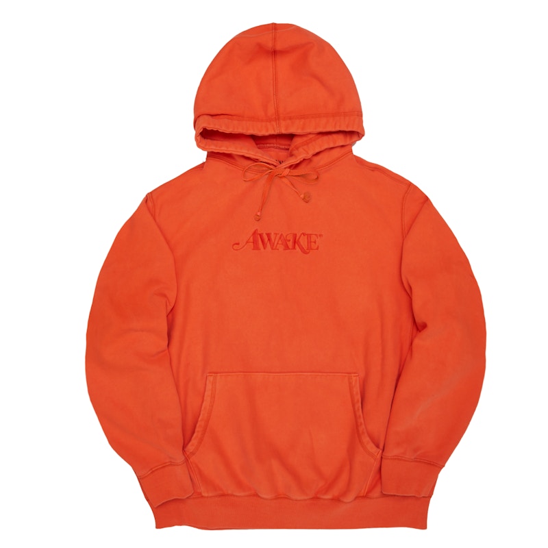 Awake Embroidered Logo Hoodie Red Orange