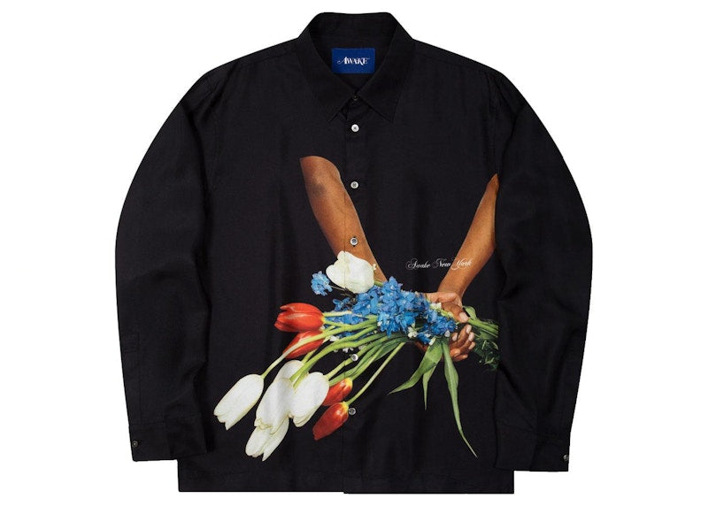 Awake Flowers Silk Shirt Black
