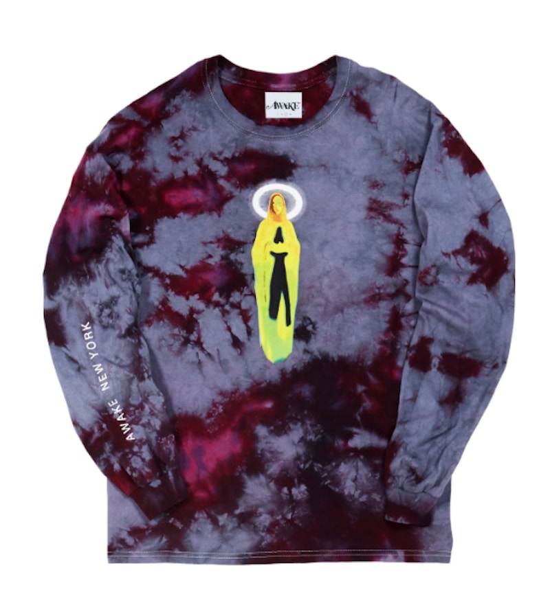 Awake Mother Mary L/S Tee Tie Dye Charcoal