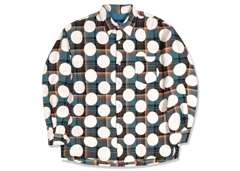 Awake Polka Dot Flannel Shirt Blue