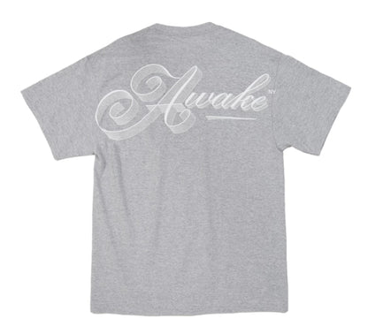 Awake Ribbon Script Logo Tee Heather Grey