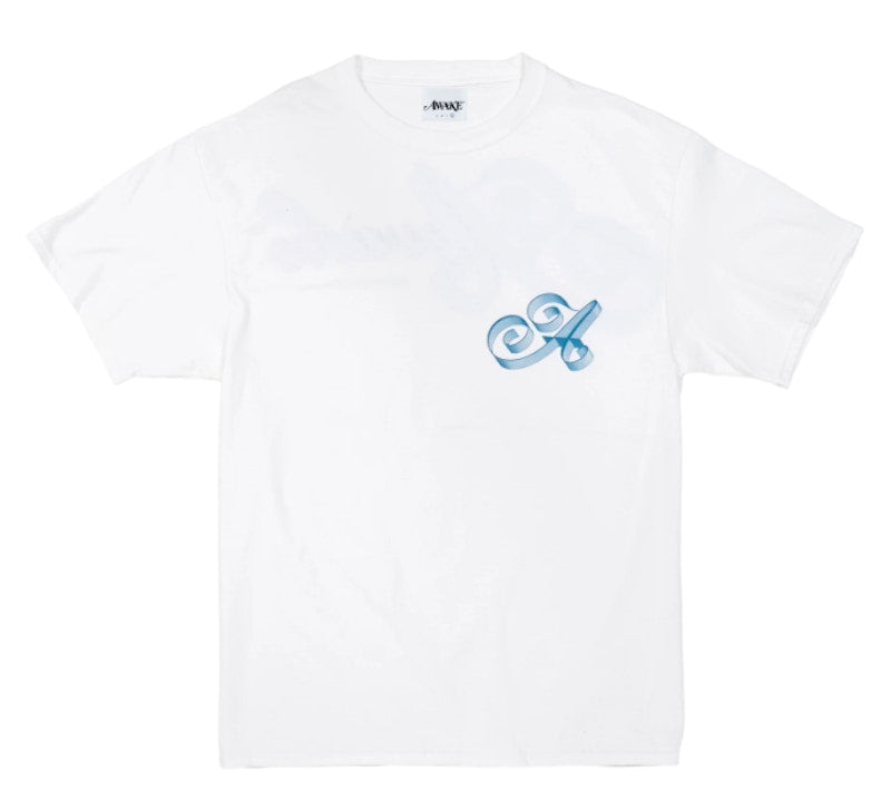 Awake Ribbon Script Logo Tee White