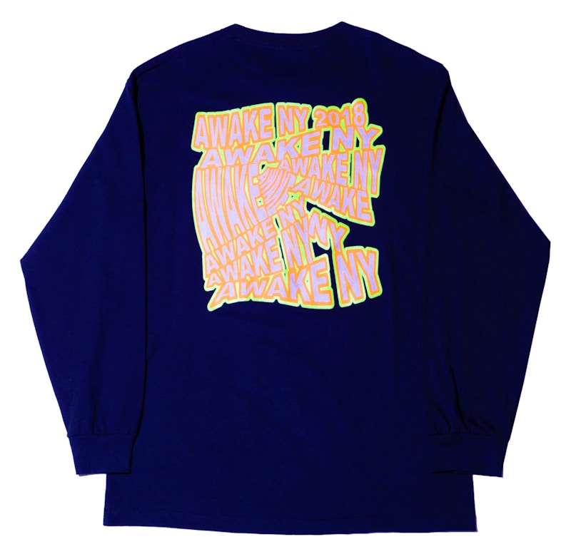 Awake Wave Logo L/S Tee Navy