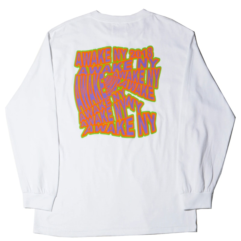 Awake Wave Logo L/S Tee White