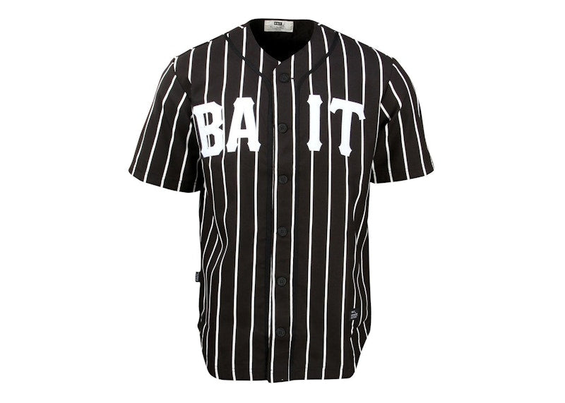 BAIT Sluggers Pinstripe Baseball Jersey Black/White
