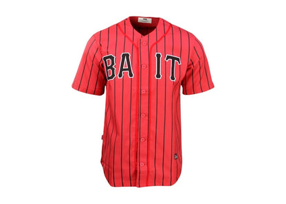BAIT Sluggers Pinstripe Baseball Jersey Red/Black