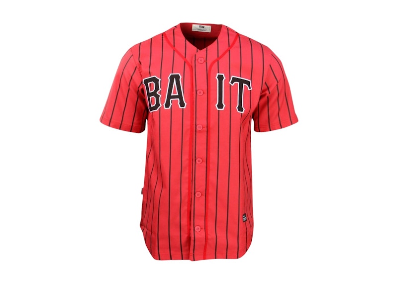 BAIT Sluggers Pinstripe Baseball Jersey Red/Black