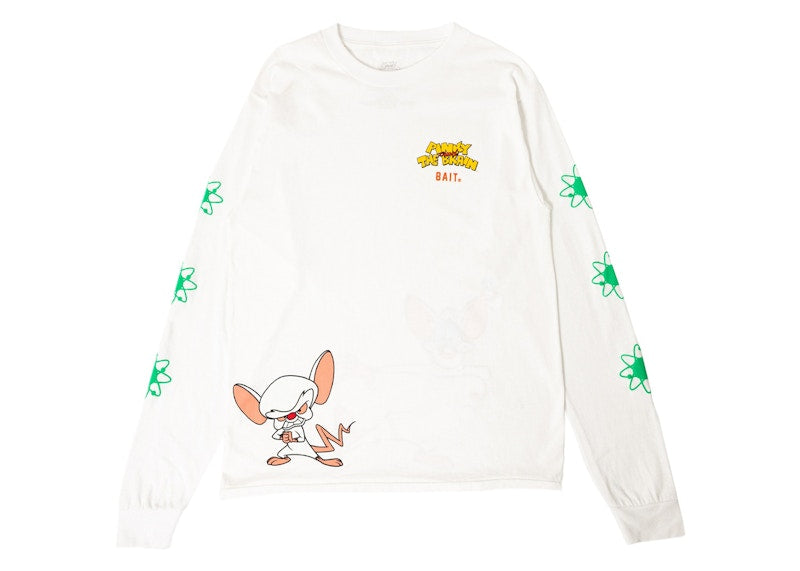 BAIT x Pinky And The Brain Logo Long Sleeve Tee White