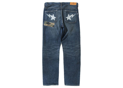 BAPE 1999 Type-02 1st Camo Patch Damaged Denim Pant Indigo