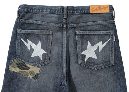 BAPE 1999 Type-02 1st Camo Patch Damaged Denim Pant Indigo