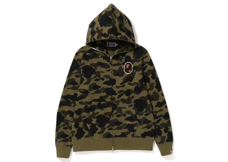 BAPE 1St Camo Ape Head Patched Full Zip Hoodie (FW22) Green