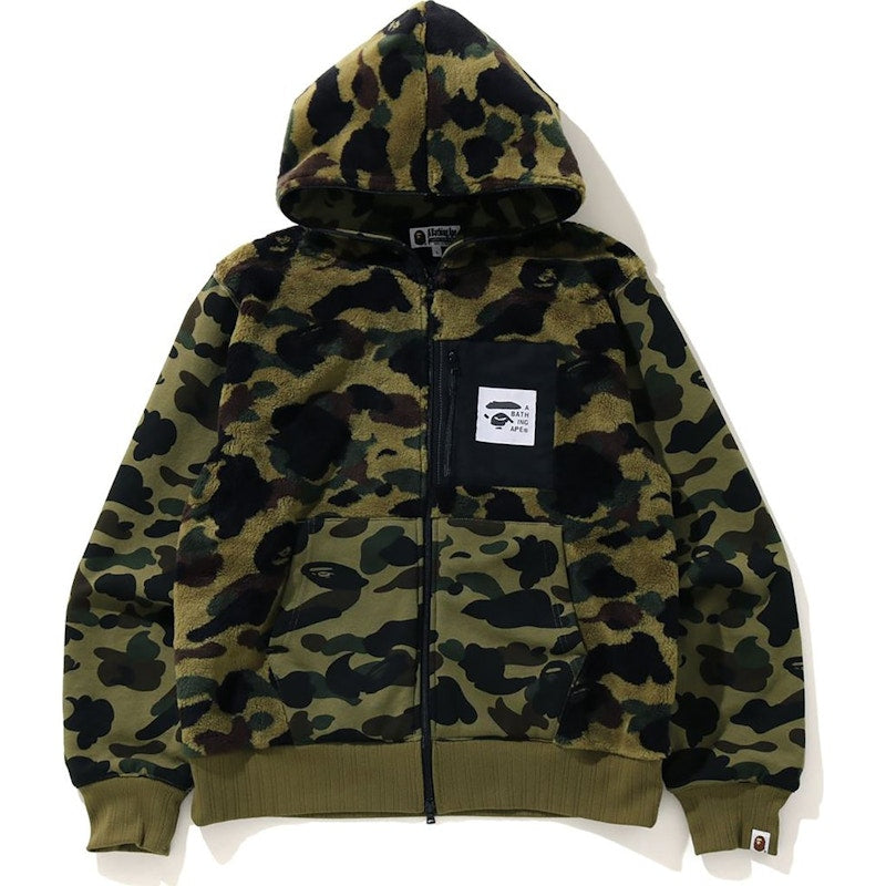 BAPE 1St Camo Full Zip Hoodie Jacket Green