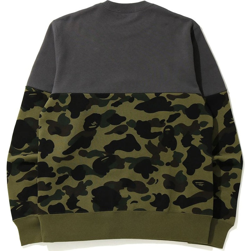 BAPE 1St Camo Half Crewneck Green