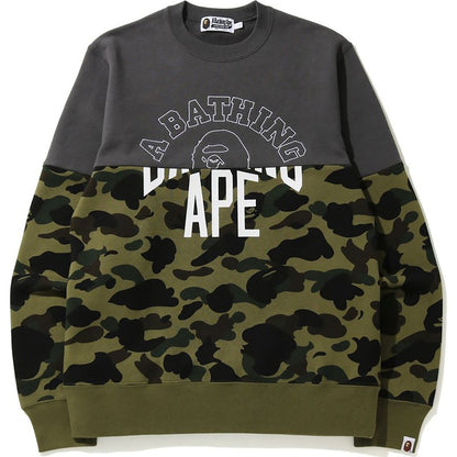 BAPE 1St Camo Half Crewneck Green