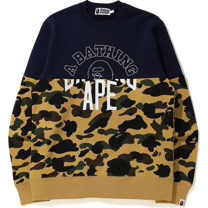 BAPE 1St Camo Half Crewneck Yellow