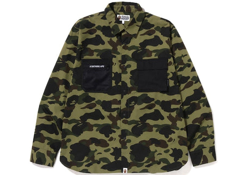 BAPE 1St Camo Outdoor Detail Pocket Relaxed Fit Shirt Green