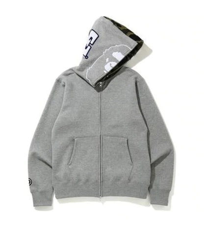 BAPE 1st Camo 2nd Ape Full Zip Hoodie Grey