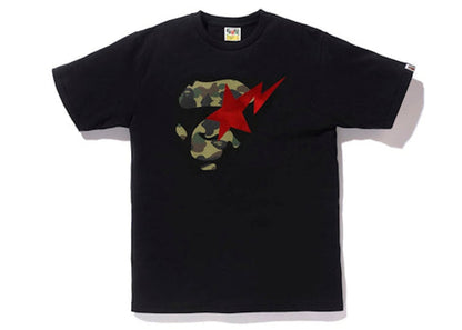 BAPE 1st Camo Ape Face Sta Tee Black Green