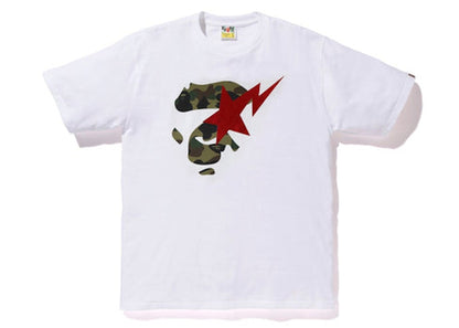 BAPE 1st Camo Ape Face Sta Tee White Green