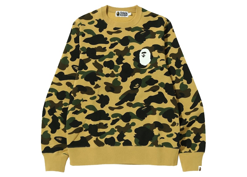 BAPE 1st Camo Ape Head Crewneck Yellow