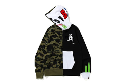 BAPE 1st Camo Ape Panda Half Full Zip Hoodie Green