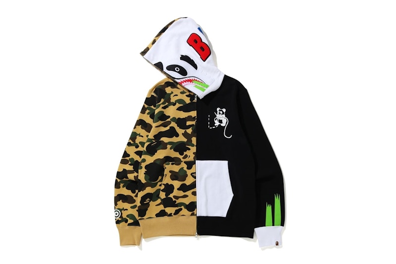 BAPE 1st Camo Ape Panda Half Full Zip Hoodie Yellow