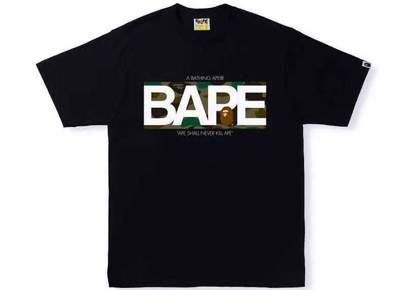BAPE 1st Camo BAPE Logo Tee Black Green