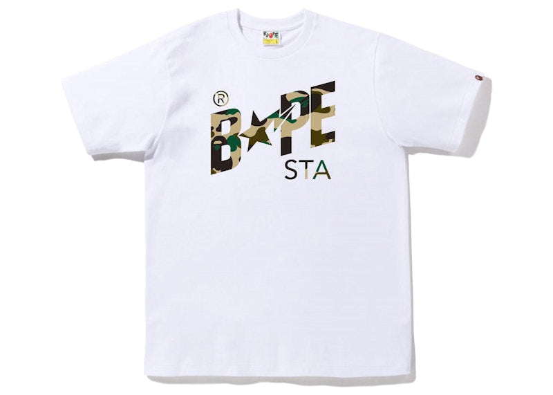 BAPE 1st Camo BAPE Sta Logo Tee (FW22) White Yellow