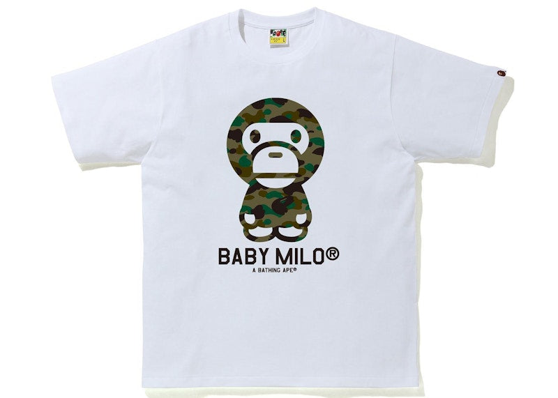 BAPE 1st Camo Baby Milo Tee White/Green