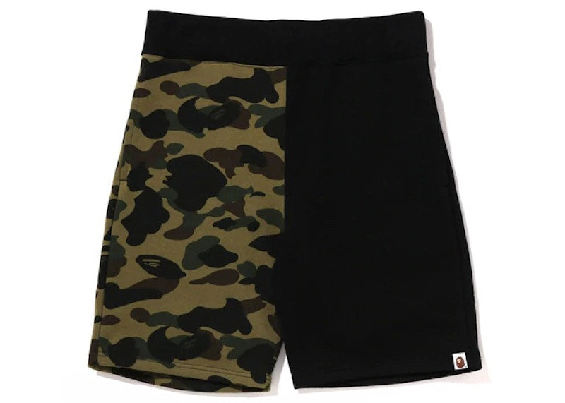 BAPE 1st Camo Back Shark Sweat Shorts Black/Green