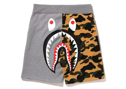 BAPE 1st Camo Back Shark Sweat Shorts Grey/Yellow