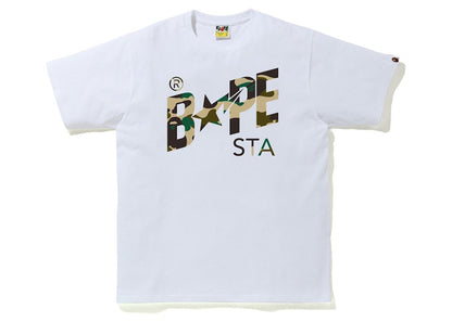 BAPE 1st Camo Bapesta Logo Tee White/Yellow