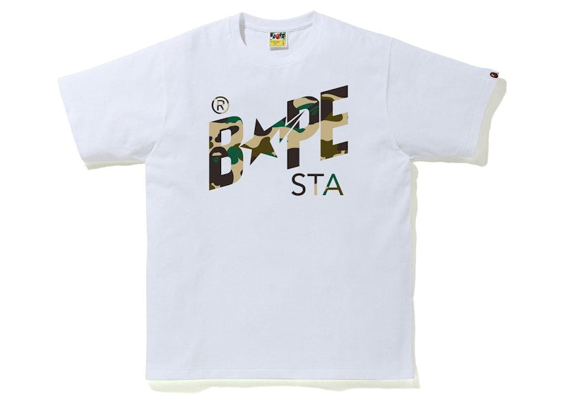 BAPE 1st Camo Bapesta Logo Tee White/Yellow